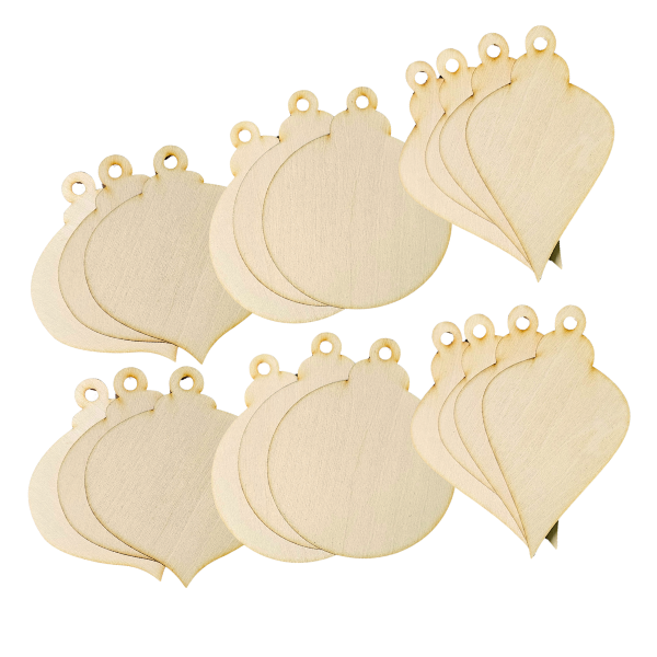 Wooden Christmas Baubles - Pack of 20